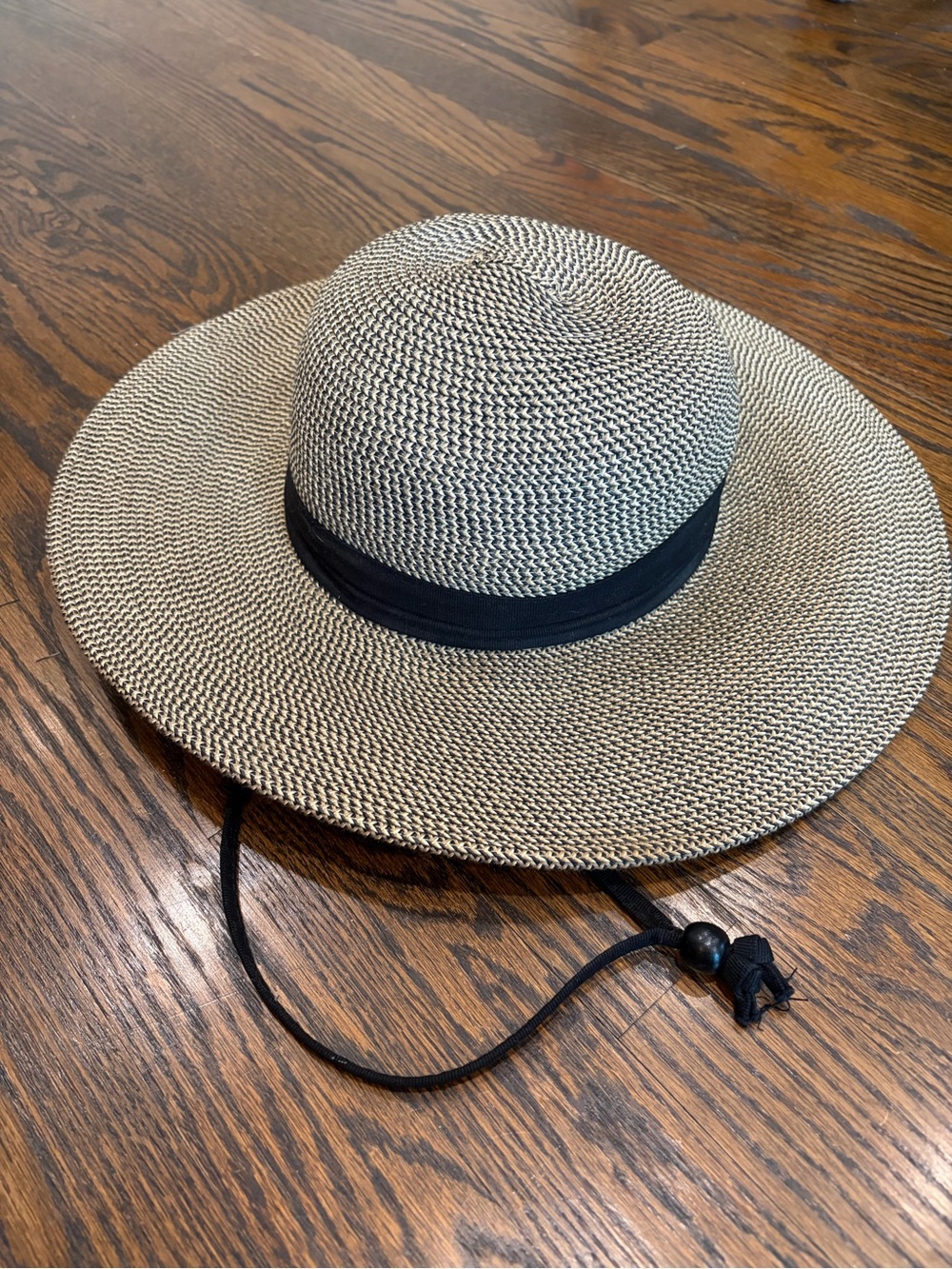 SOLAR ESCAPE Tan & Black Paper Blend Raffia Woven Sun Hat